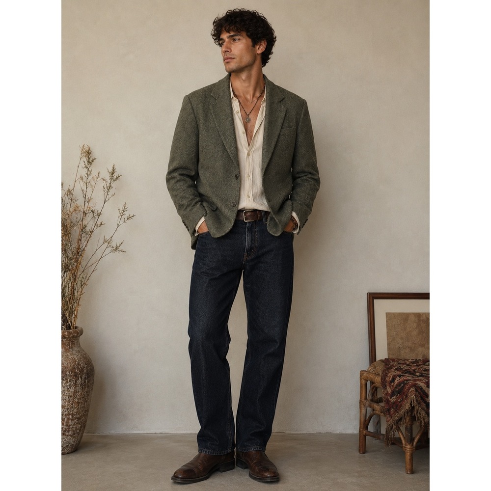 Hugo Boss Olive Green Wool Sport Coat